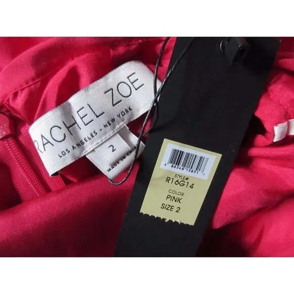 NWT Rachel Zoe Henrietta in Pink Red Silk Chiffon Cape Back Grecian Gown 2 $795